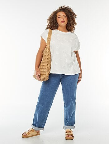 T-shirt met korte mouwen en all-over borduursel