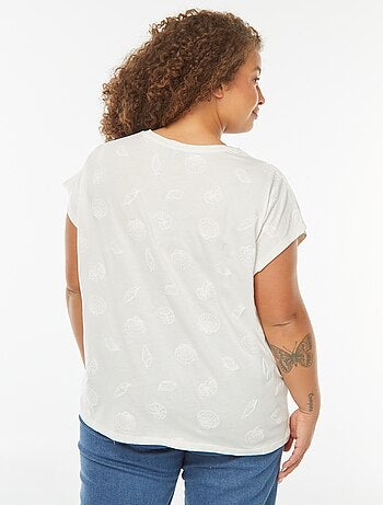 T-shirt met korte mouwen en all-over borduursel