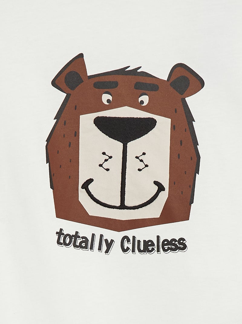 T-shirt met korte mouwen en applicatie Biege - Kiabi