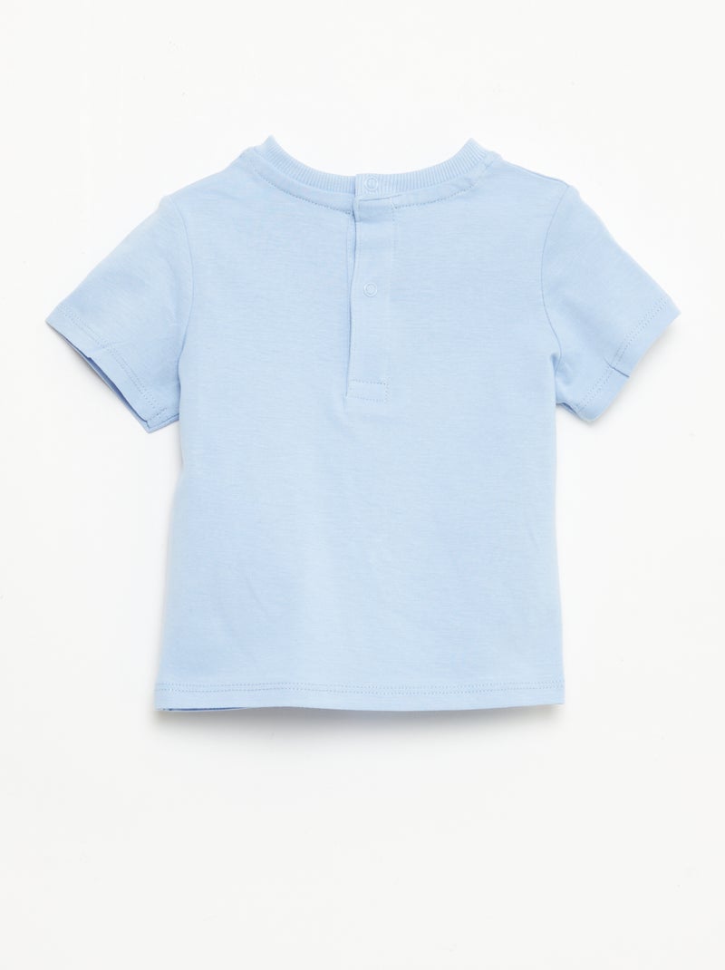 T-shirt met korte mouwen en borduursels Blauw - Kiabi