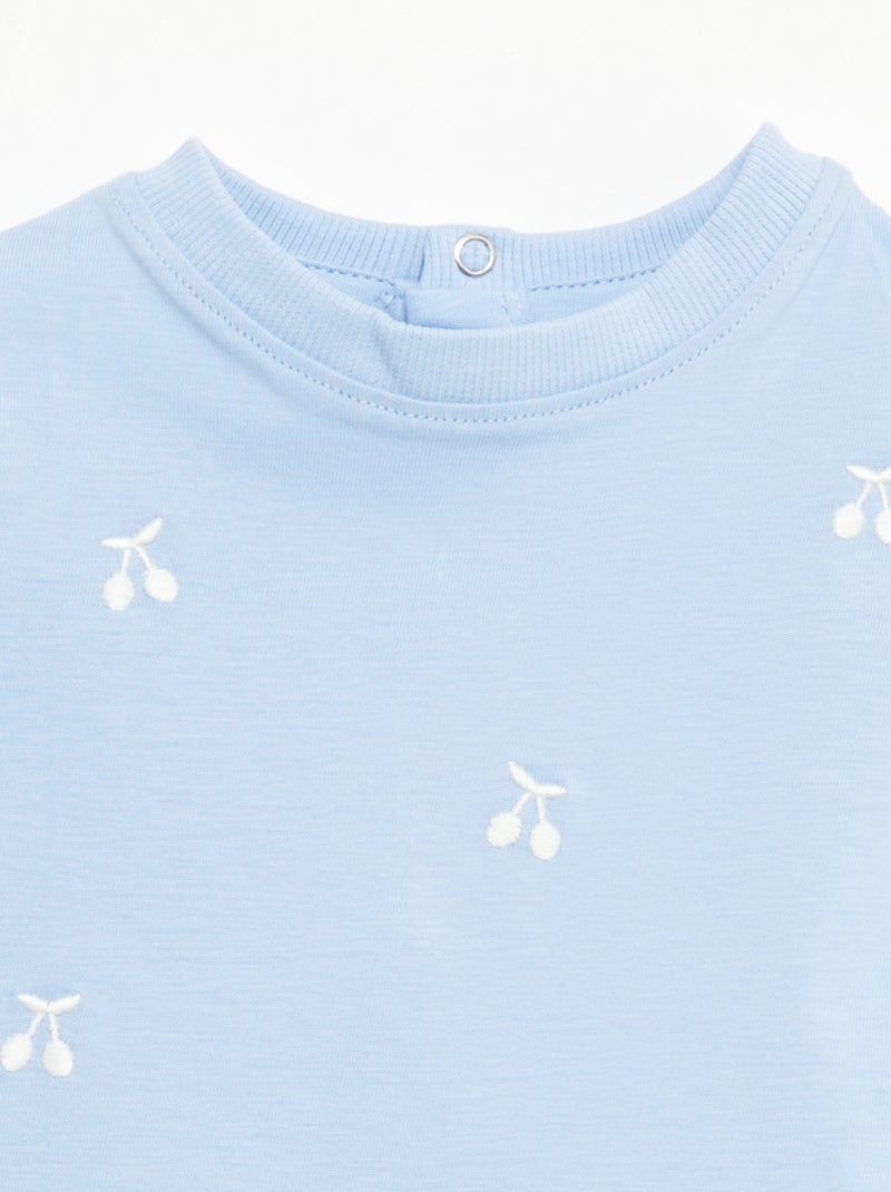 T-shirt met korte mouwen en borduursels Blauw - Kiabi