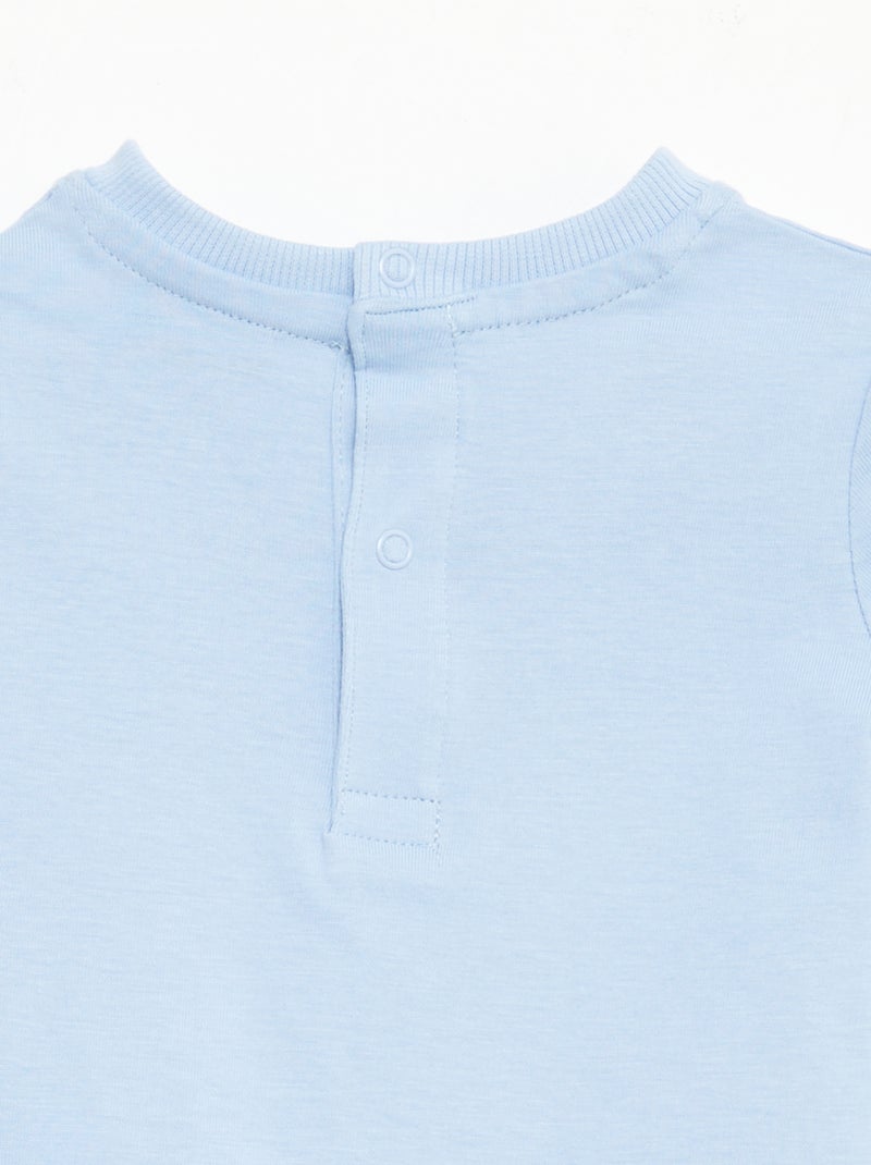 T-shirt met korte mouwen en borduursels Blauw - Kiabi