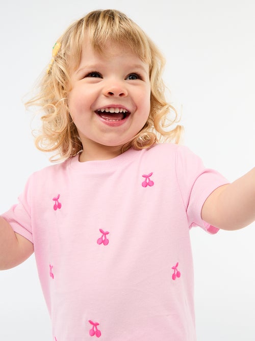 T-shirt met korte mouwen en borduursels - Kiabi