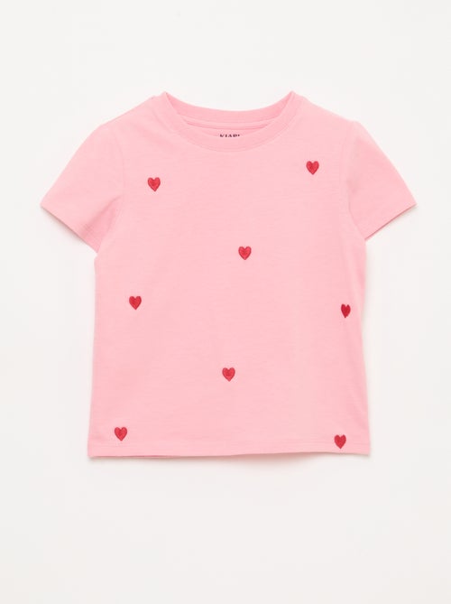 T-shirt met korte mouwen en borduursels - Kiabi
