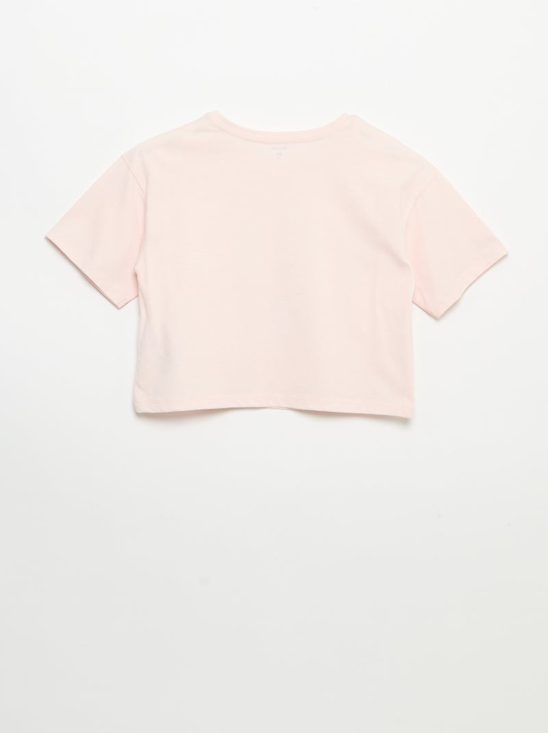 T-shirt met korte mouwen en borduursels Rose - Kiabi