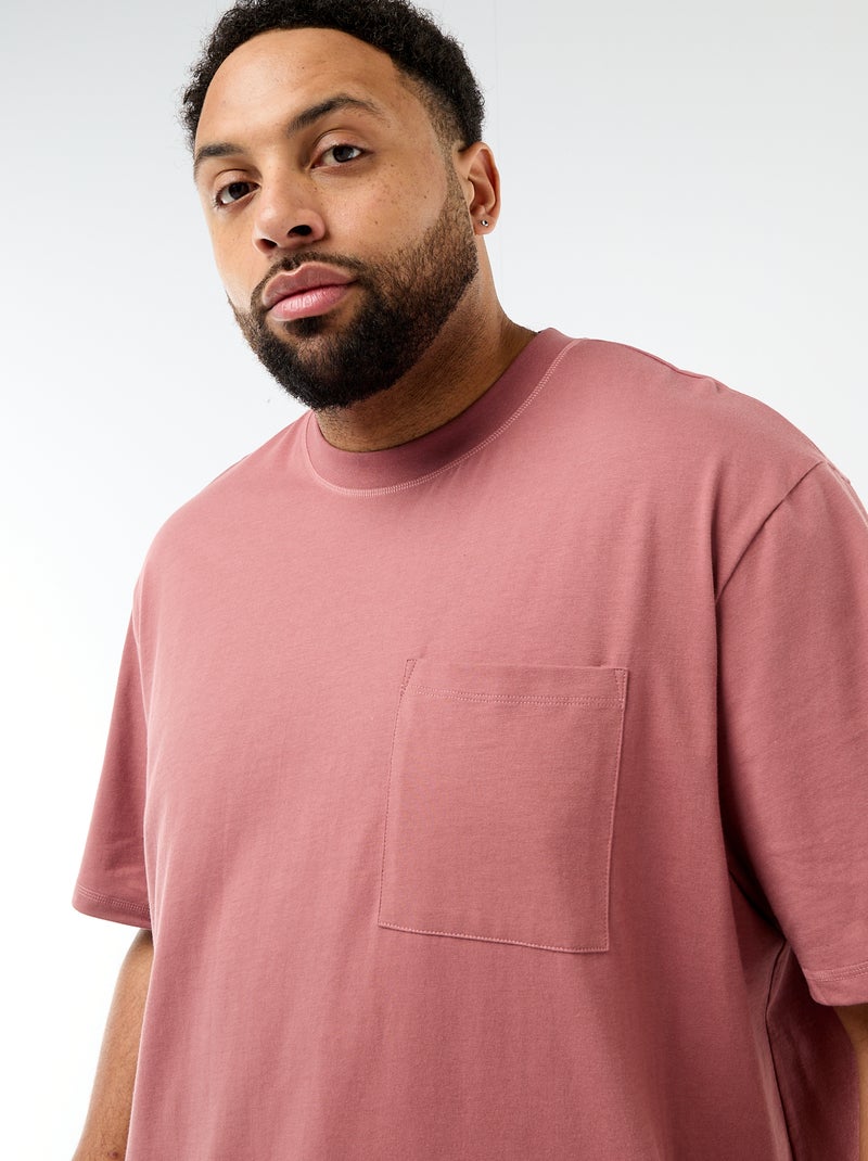 T-shirt met korte mouwen en borstzak Rose - Kiabi