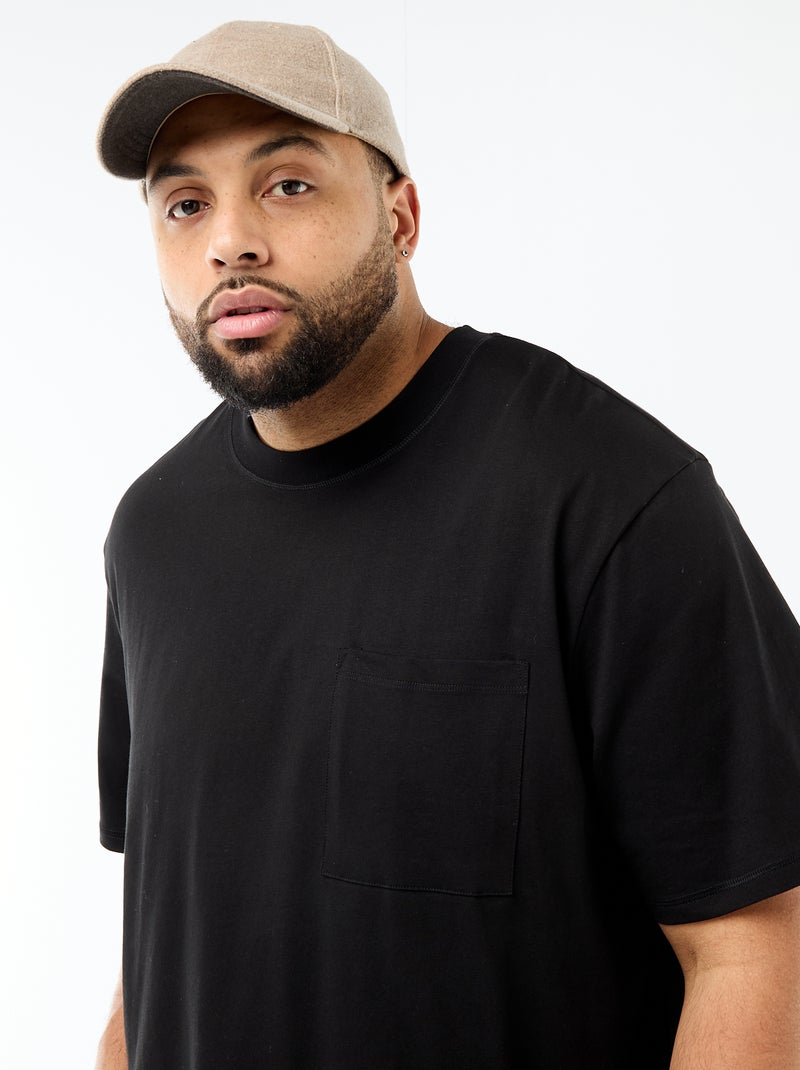 T-shirt met korte mouwen en borstzak Zwart - Kiabi