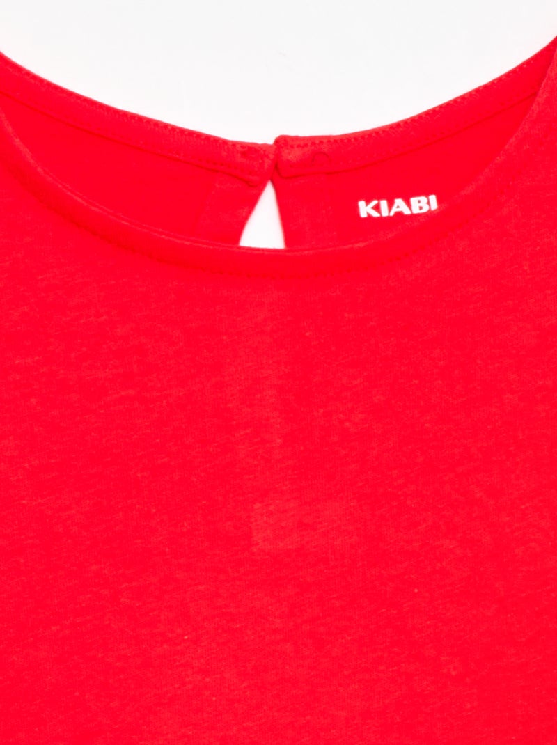 T-shirt met korte mouwen en broderie anglaise Rood - Kiabi