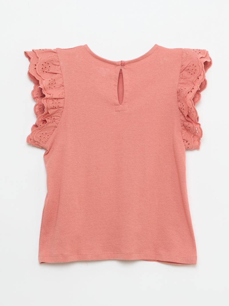 T-shirt met korte mouwen en broderie anglaise Rose - Kiabi