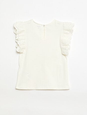T-shirt met korte mouwen en broderie anglaise