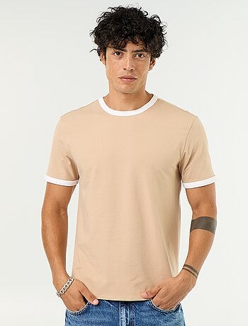 T-shirt met korte mouwen en contrasterende boorden