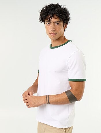 T-shirt met korte mouwen en contrasterende boorden