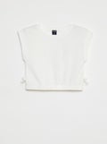 T-shirt met korte mouwen en elastische taille WIT - Kiabi