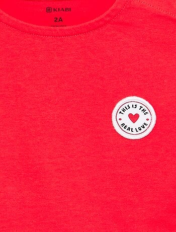 T-shirt met korte mouwen en gestikt hart
