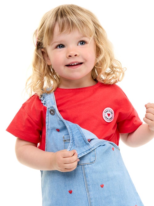 T-shirt met korte mouwen en gestikt hart - Kiabi