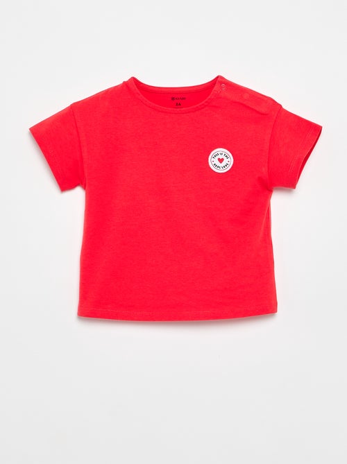 T-shirt met korte mouwen en gestikt hart - Kiabi