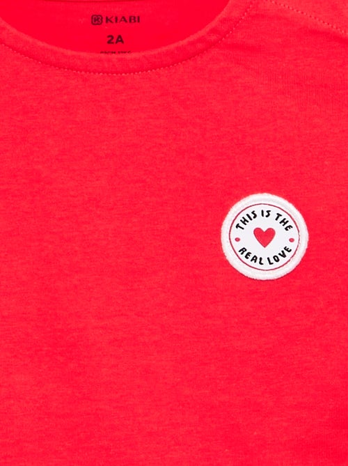 T-shirt met korte mouwen en gestikt hart - Kiabi