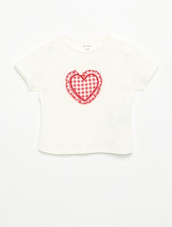 T-shirt met korte mouwen en gestikt hart