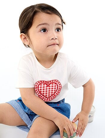 T-shirt met korte mouwen en gestikt hart