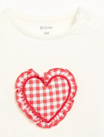 T-shirt met korte mouwen en gestikt hart