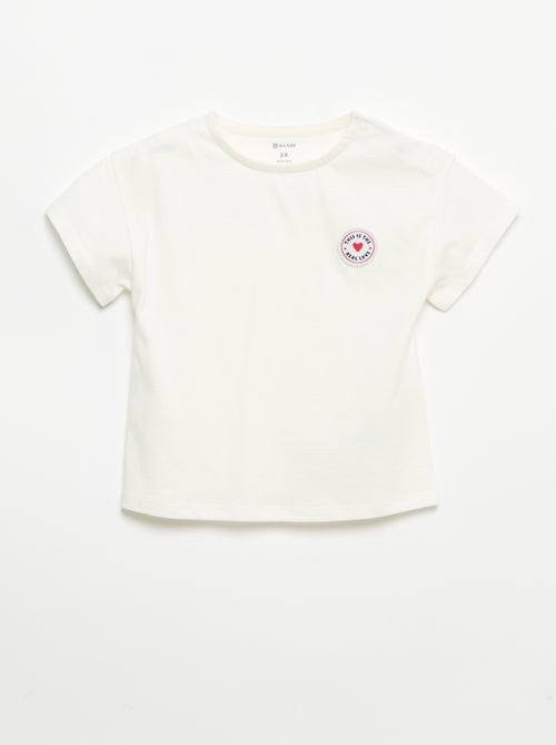 T-shirt met korte mouwen en gestikt hart - Kiabi