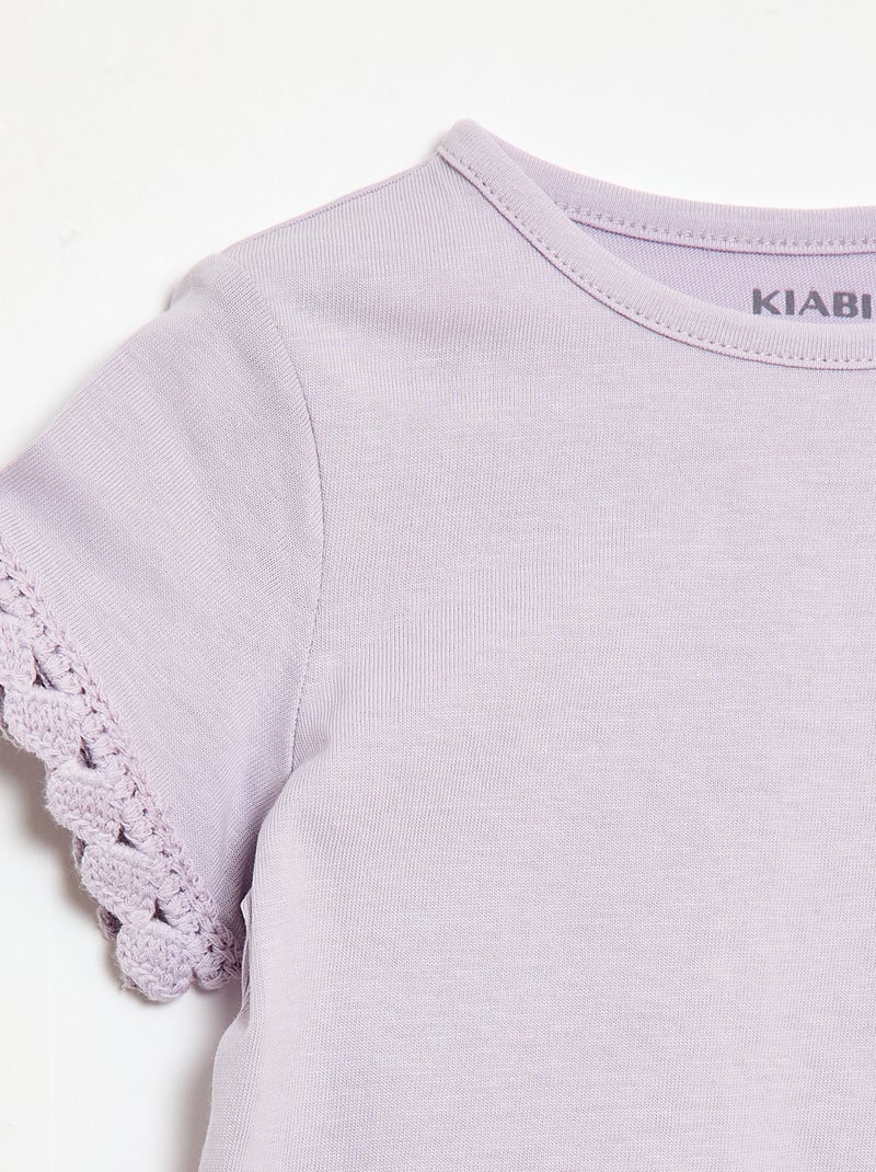 T-shirt met korte mouwen en haakwerkdetails Rose - Kiabi