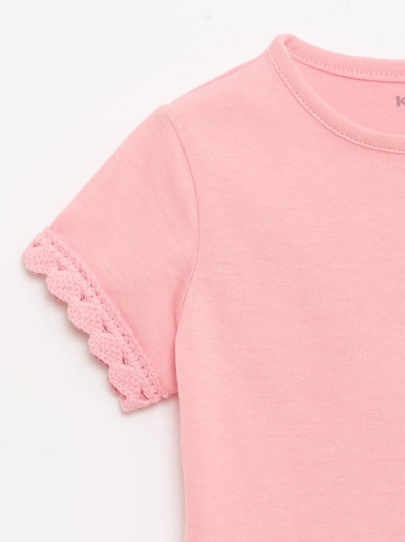 T-shirt met korte mouwen en haakwerkdetails Rose - Kiabi
