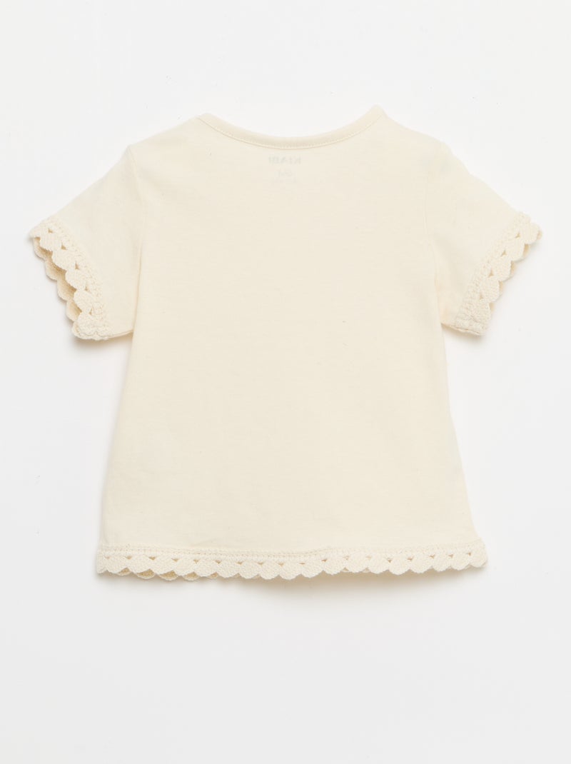 T-shirt met korte mouwen en haakwerkdetails Wit - Kiabi