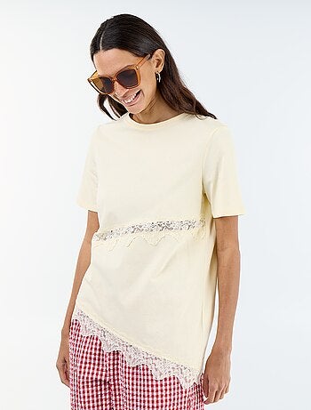 T-shirt met korte mouwen en kant
