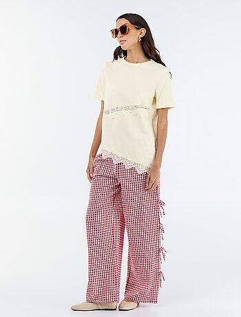 T-shirt met korte mouwen en kant