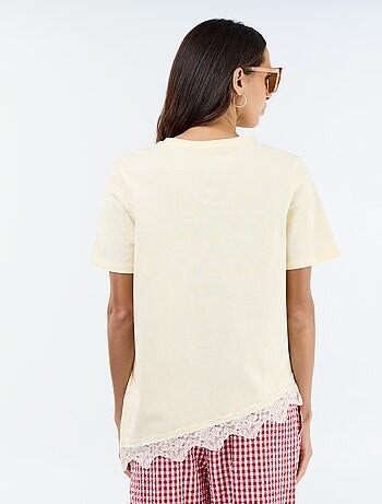 T-shirt met korte mouwen en kant