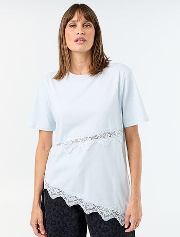 T-shirt met korte mouwen en kant