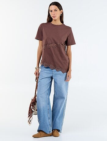 T-shirt met korte mouwen en kant