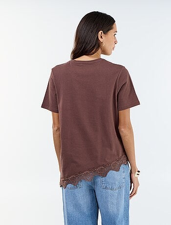 T-shirt met korte mouwen en kant