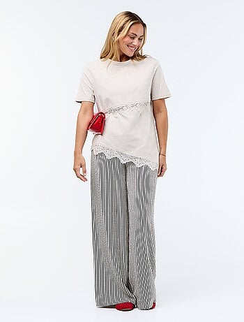 T-shirt met korte mouwen en kant