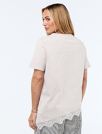 T-shirt met korte mouwen en kant