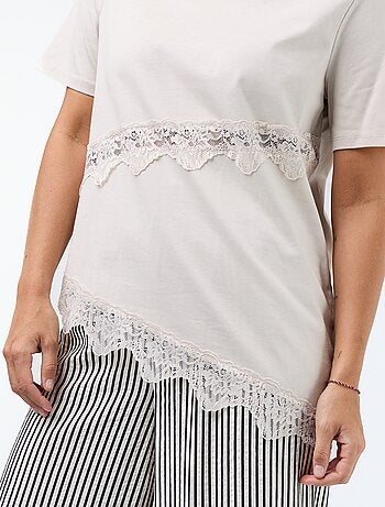 T-shirt met korte mouwen en kant