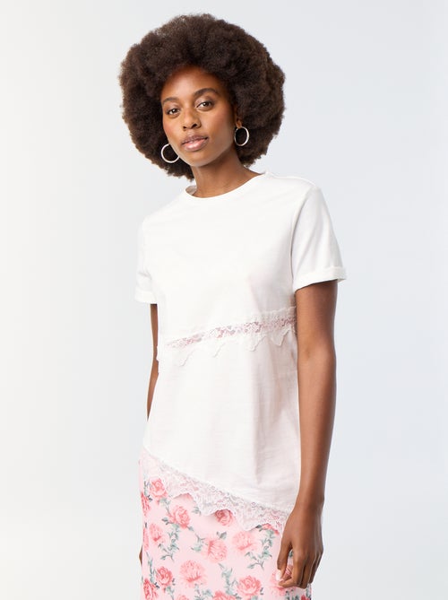 T-shirt met korte mouwen en kant - Kiabi T-shirt met korte mouwen en kant - Kiabi