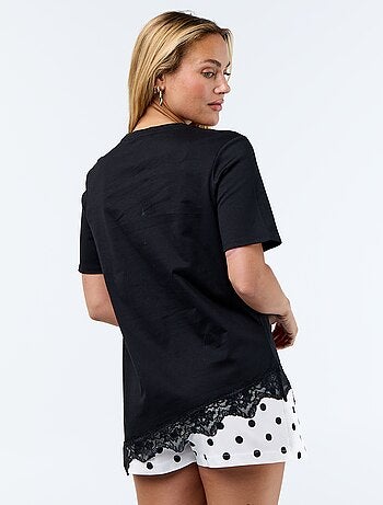 T-shirt met korte mouwen en kant