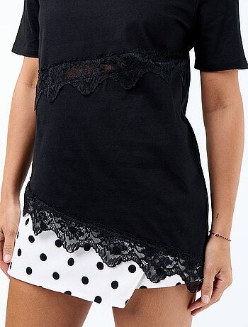 T-shirt met korte mouwen en kant