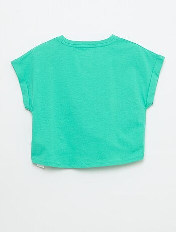 T-shirt met korte mouwen en knoopdetail aan de onderkant