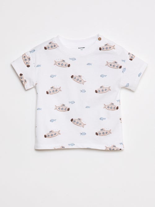 T-shirt met korte mouwen en motieven met blote schouder - Kiabi