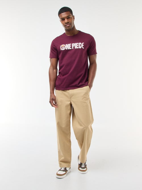 T-shirt met korte mouwen en 'One Piece'-print - Kiabi