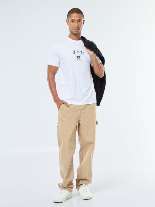 T-shirt met korte mouwen en 'One Piece'-print - Kiabi