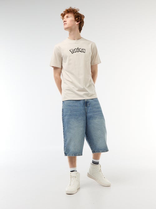 T-shirt met korte mouwen en 'Pokemon' print, effen - Kiabi