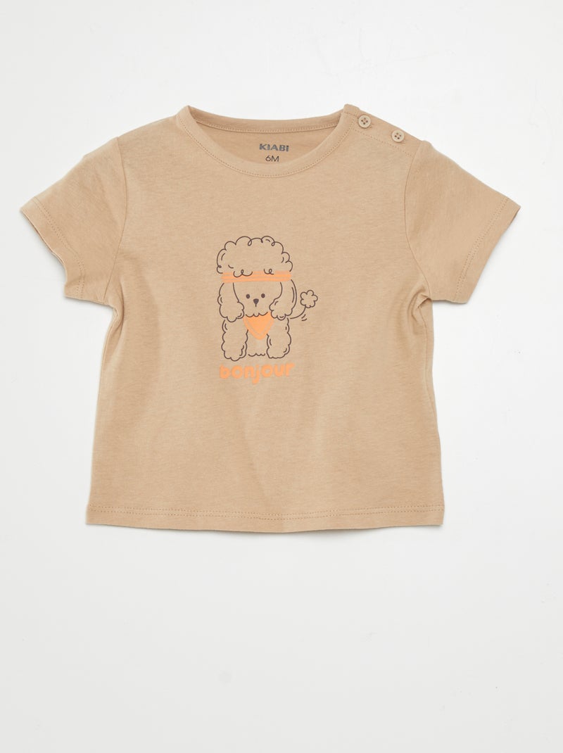 T-shirt met korte mouwen en print BIEGE - Kiabi