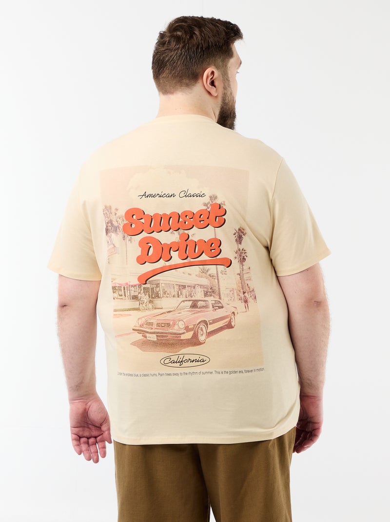 T-shirt met korte mouwen en print Biege - Kiabi