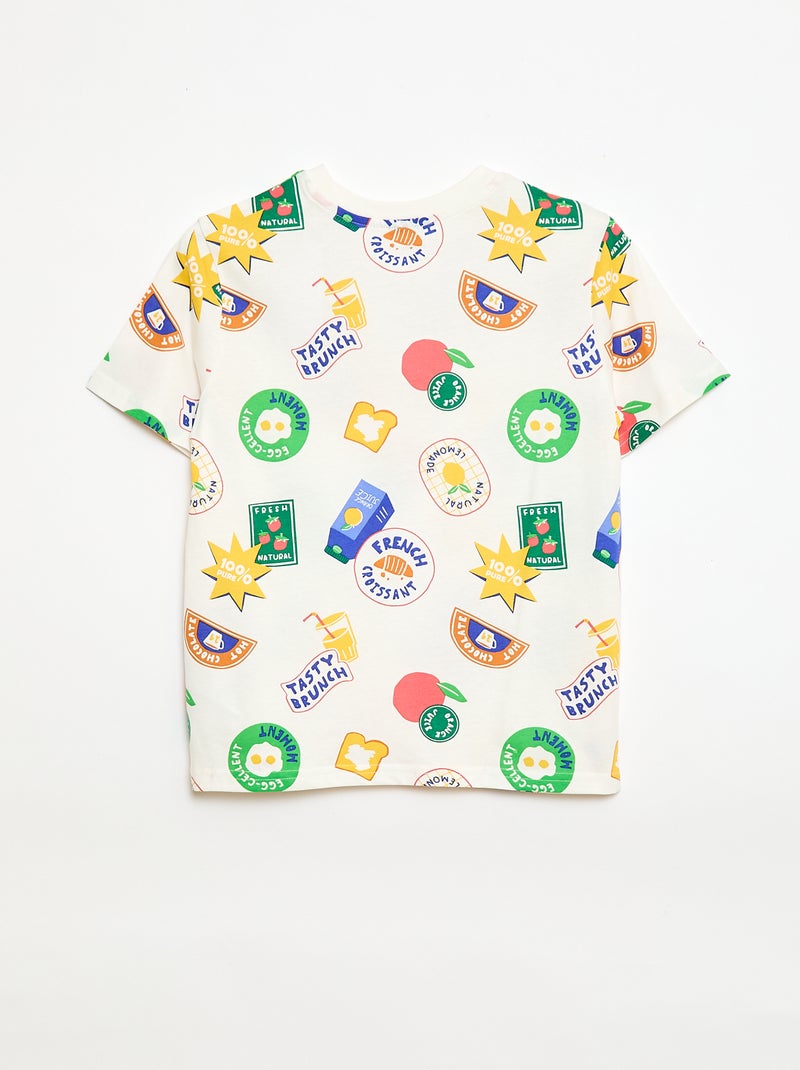 T-shirt met korte mouwen en print Biege - Kiabi