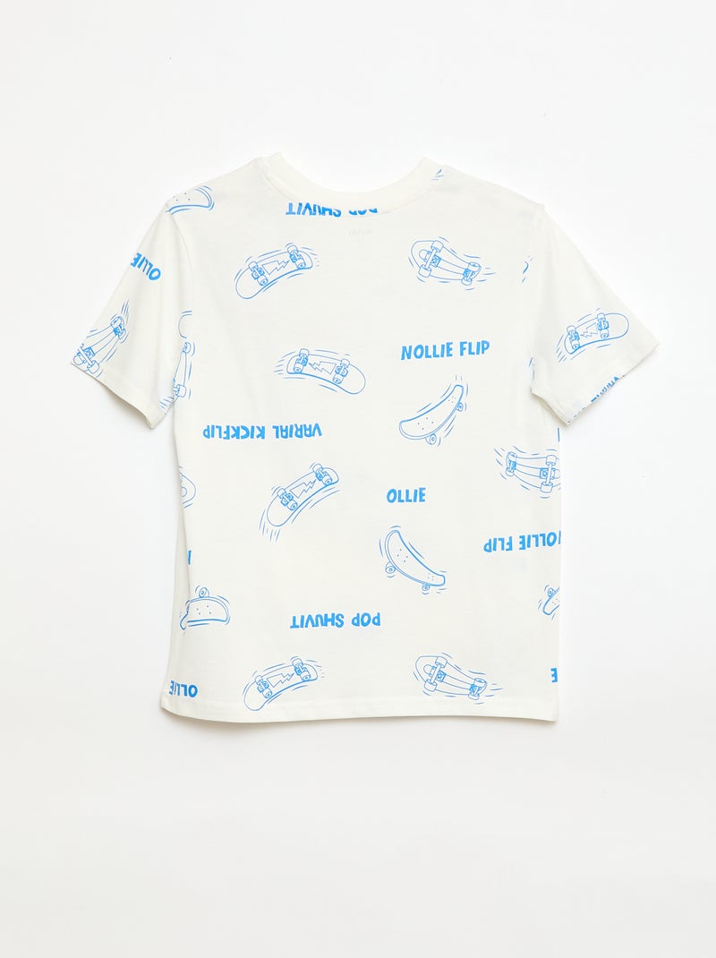 T-shirt met korte mouwen en print Biege - Kiabi