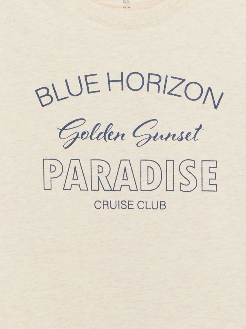 T-shirt met korte mouwen en print Biege - Kiabi